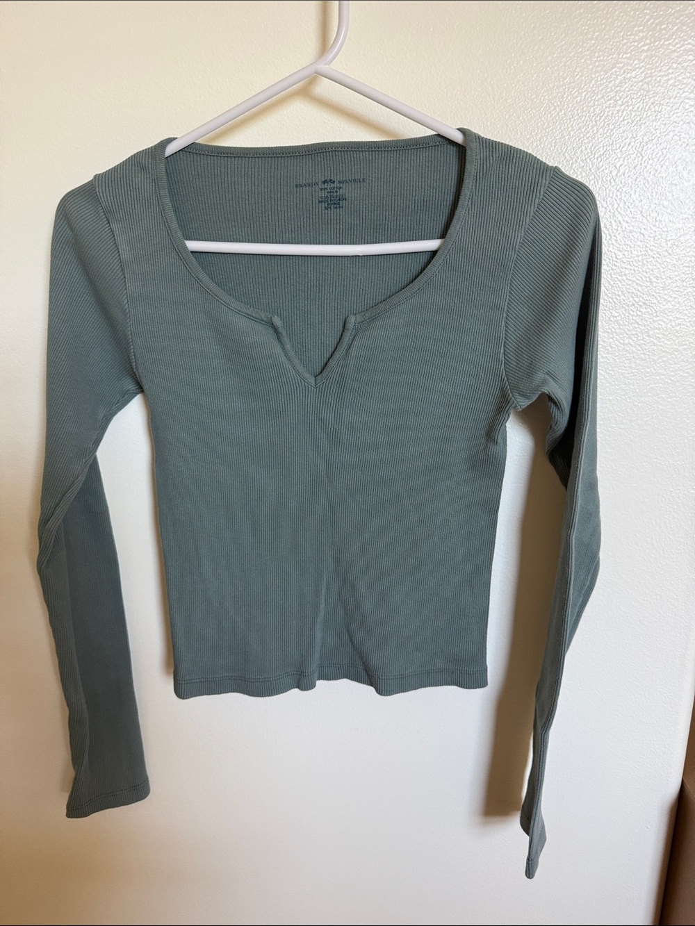 Brandy Melville Long Sleeve Ribbed Top - Sage Green